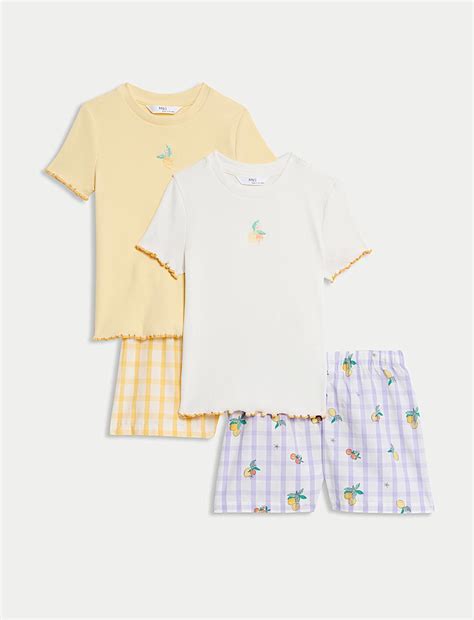 Buy 2 Pack Cotton Rich Lemon Short Pyjama Sets (1-16 Yrs) at Marks ...