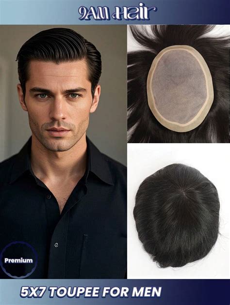 Mono Toupee Hair Men 100% Density Male Hair Prosthesis Men Wig Real ...
