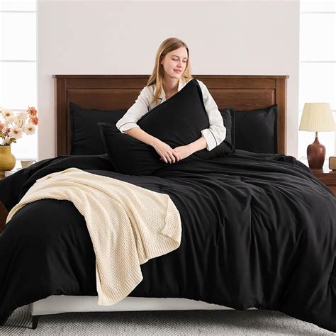 Amazon.com: Andency Black Comforter Set Queen, 3 Pieces Lightweight ...