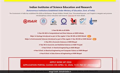 IISER IAT registration 2026: Ends today, here's how to apply