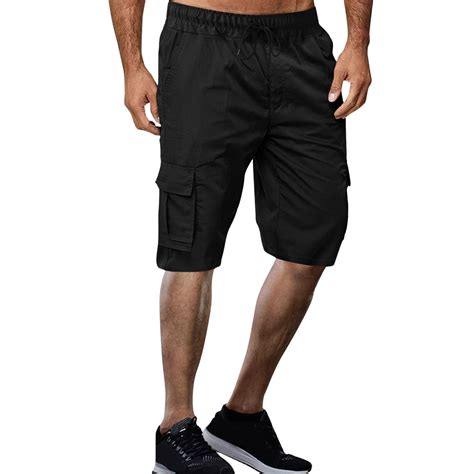 Black Cargo Shorts Men Big and Tall Straight Leg Work Outdoor Trousers ...