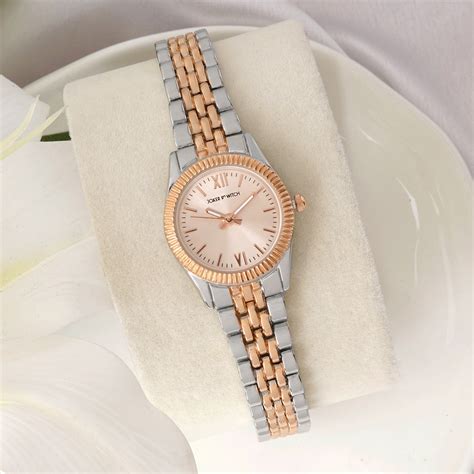 Shop online Arina Rosegold Dial Dualtone Metallic Strap Watch by Joker ...