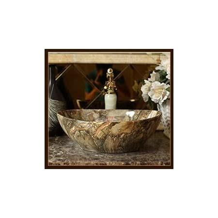 EDON Tabletop Ceramic Bathroom Sink, 410x340x145mm, Polished finish ...