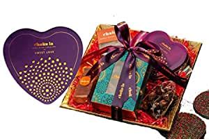 Chokola Sweet Love Heart Shaped Chocolate & Tray Hamper Chocolate ...