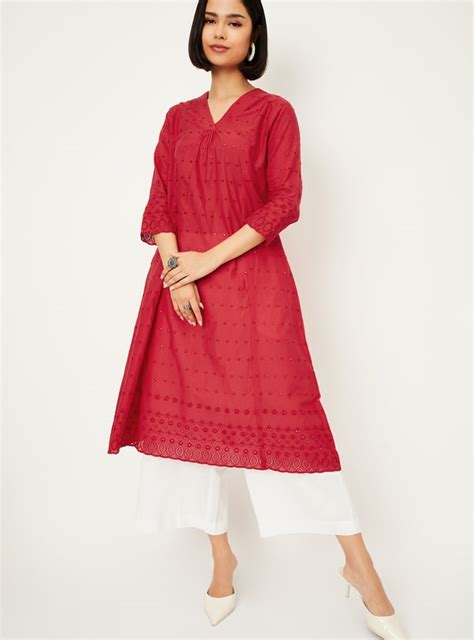 Buy Kalki x Max Women Schiffili Embroidered A-line Kurta Online at just ...
