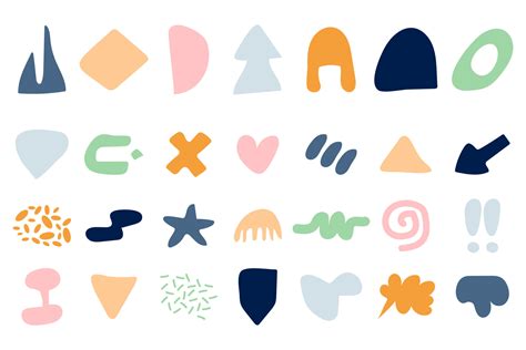 Collection of hand drawn flat abstract shapes. Irregular shape ...