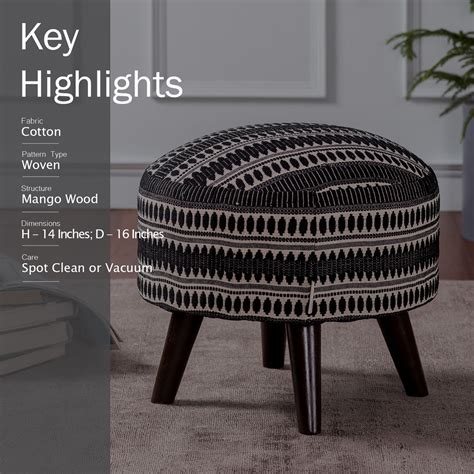 Buy Black & White Bohemian Wooden Ottoman Online in India - Nestroots