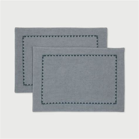 Mirage Baby Blue Linen Table Mats-Set of 2 | Premium Home Textiles in