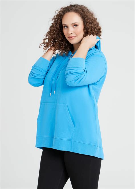 Shop Plus Size Organic 1/2 Zip Hoodie, Blue | Taking Shape AU