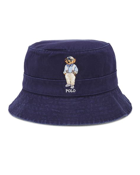 Polo Ralph Lauren Bear Bucket Hat in Newport Navy | FWRD