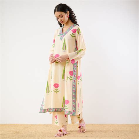 Buy Begum's Bagh Printed Co-ord Set - Off White | Rustorange