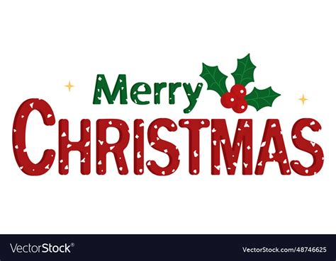 Merry christmas lettering design card template Vector Image