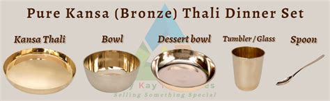 Pure Bronze (Kansa) Thali Dinner Set Size - 12" inches - 07 Pieces ...