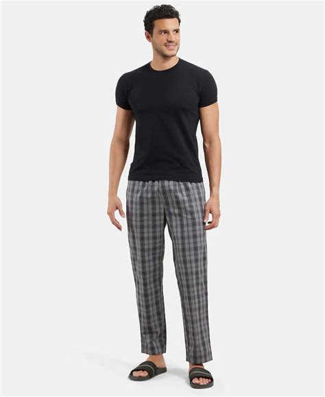 Buy Super Combed Cotton Satin Weave Fabric Regular Fit Checkered Pyjama ...