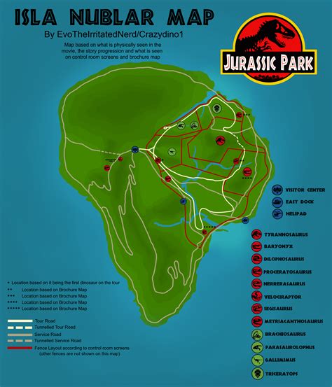 Isla Nublar map based on the first film | Fandom