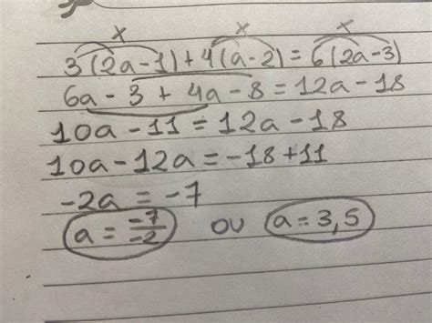 3(2a-1)+4(a-2)=6(2a-3) - brainly.com.br
