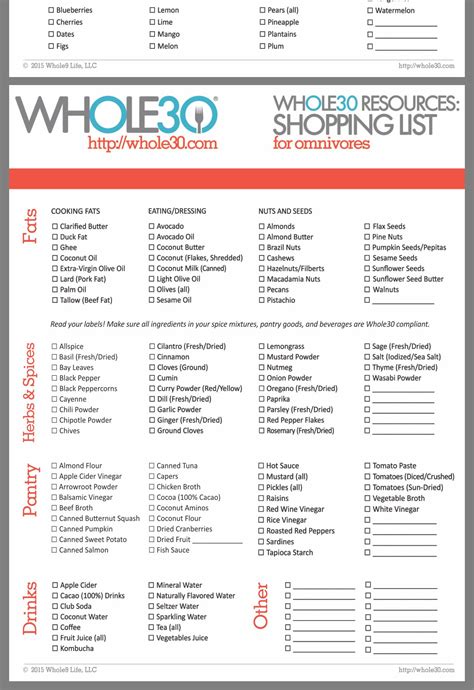 Printable List Of Whole Foods - Printable Calendars AT A GLANCE