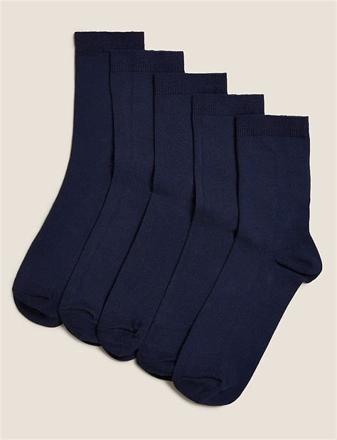 Buy 5pk Cotton Rich Ankle High Socks at Marks & Spencer