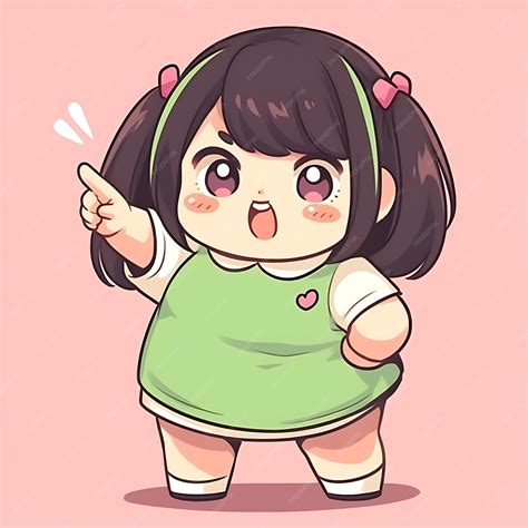 Premium Photo | Sticker Anime Girl Cute Chubby Cartoon with Bold Vector ...
