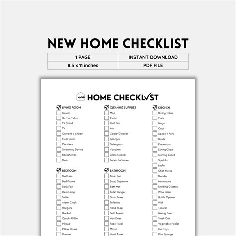 New Home Checklist, First Apartment Checklist, Moving Checklist, First ...