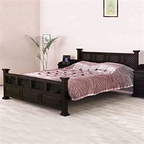 SHREE NATURAL Solid Sheesham Wood Queen Size Bed Without Storage for ...