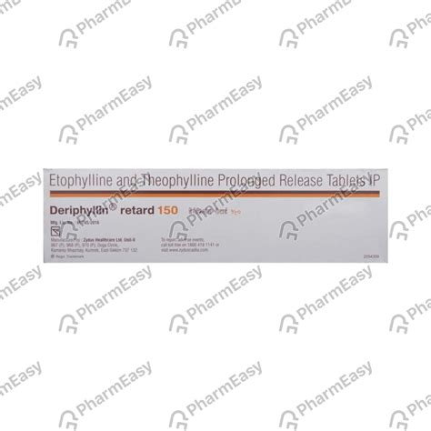 Buy Deriphyllin Retard 150mg Tablet Online at Flat 15% OFF | PharmEasy