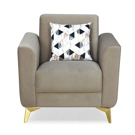Buy Cooper 1 Seater Fabric Sofa with Cushion (Beige) Online in India ...