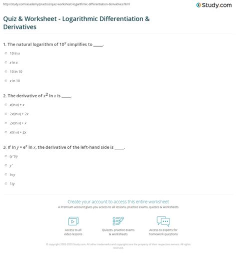 Log Differentiation Practice Problems 的图像结果