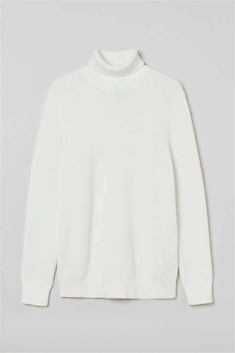 Regular Fit Polo-neck jumper - White - Men | H&M IN