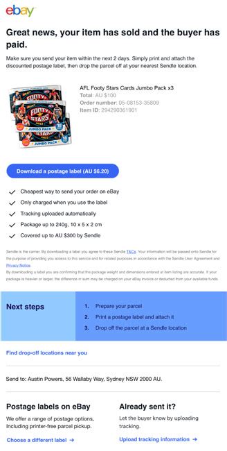 Image result for eBay Mail Label