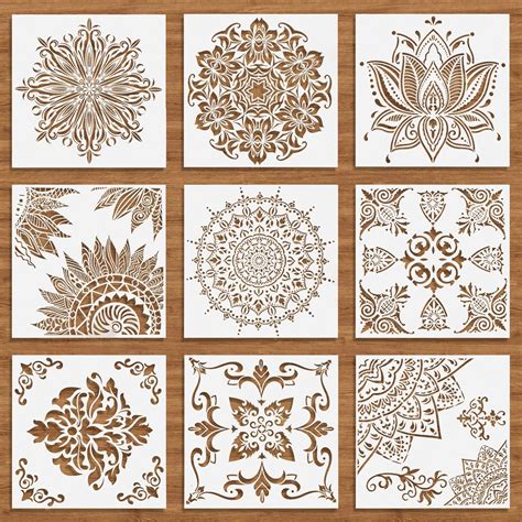 Unbraded Large Mandala Stencils for Painting - Pack of 9 - India | Ubuy