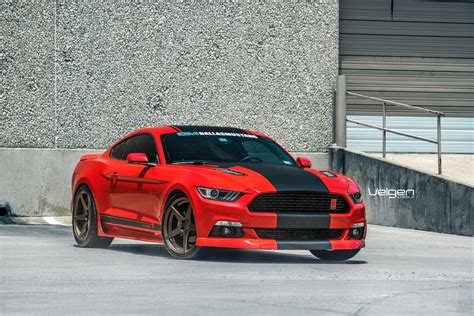 Ford Mustang Ecoboost S550 Red with Bronze Velgen Classic5 Wheels