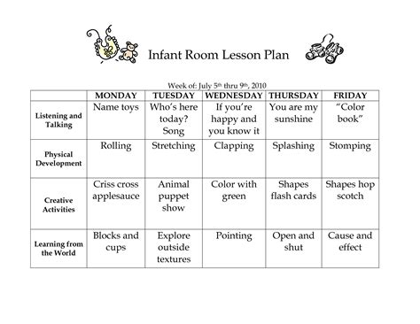 Looking for a infant lesson plan download it for free – Artofit