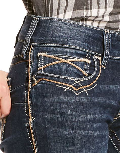 Ariat Womens REAL Mid Rise Stretch Boot Cut Jean Festival Blue Entwined ...