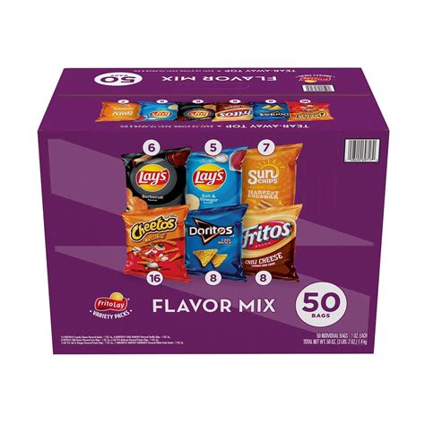 Buy Frito-Lay Flavor Mix Chips and Snacks Variety Pack (50 Count ...