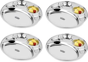 JAGGERY Stainless Steel 5 in 1 Round Compartment Tray(Pcs 4) Bhojan ...