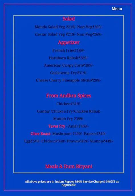 Menu at Eden Park Restaurant, Bengaluru, 21