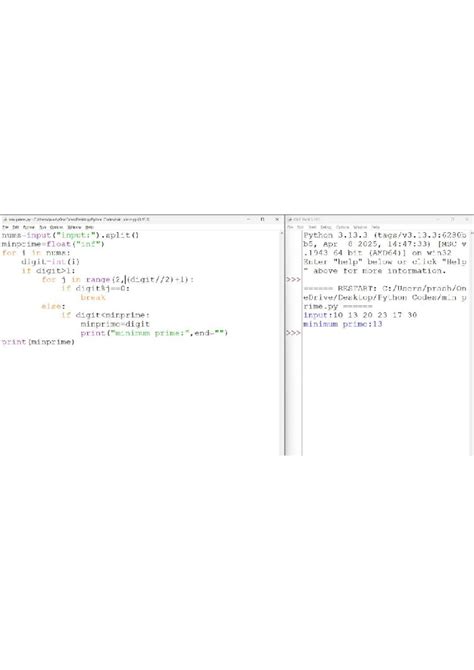 Min Prime Calculation in Python (3.13.3) - Code Example - Studocu