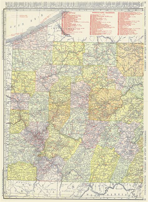 1913 Map of Western Pennsylvania and Railroads - Etsy