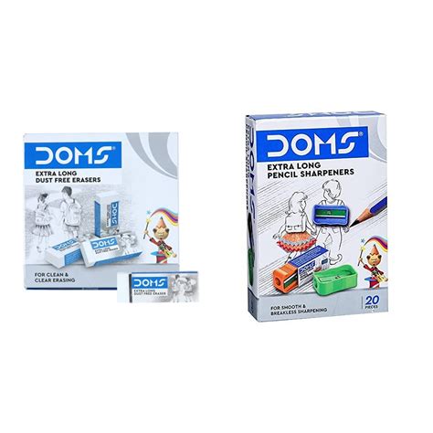 Doms Non-Toxic Dust Free Extra Long Eraser Set in Cardboard Box (Pack ...