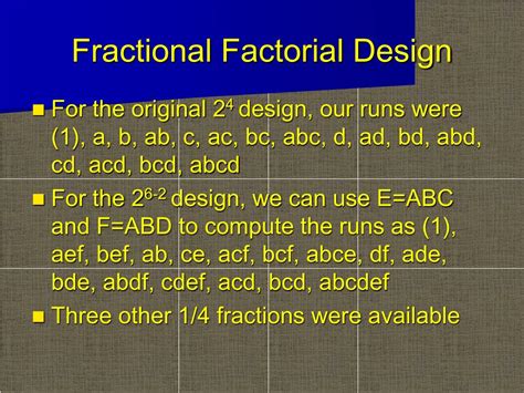 Image result for Fractional Factorial Design Example
