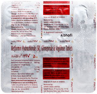 Amaryl Mv 2mg Tablet 15: Uses, Side Effects, Price & Substitutes