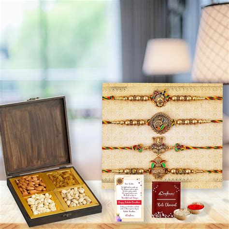 eCraftIndia Set of 4 Shrinathji, Peacock, Ganesha, Kalash Designer ...