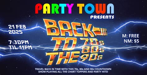 Party Town Band presents Back to the 70s, 80s, & 90s Night!, 2 Val ...