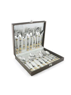 Buy FNS Imperio 18 Pc Set Stainless Steel 24 Karat Gold Plated Cutlery ...