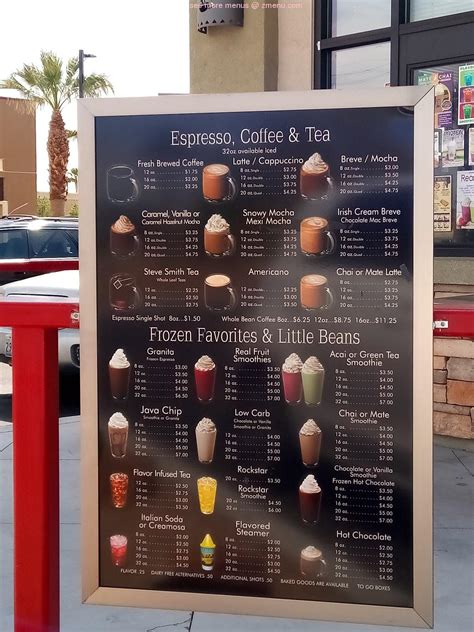 Menu at The Human Bean cafe, North Las Vegas, Camino Al Norte