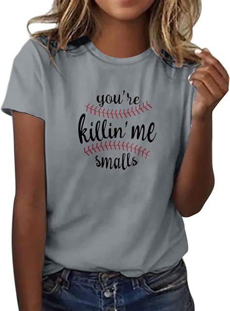 Amazon.com: ETHKIA Women Baseball Shirts Cute Letter Print Graphic T ...