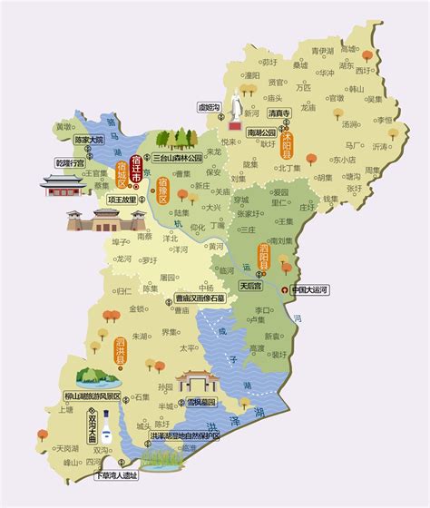 6张地形图，快速了解江苏省宿迁各市辖区县_泗洪县