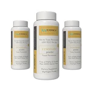Sharrets Resonate Trans-Resveratrol Powder Supplement - 25g x 3, Yeast ...
