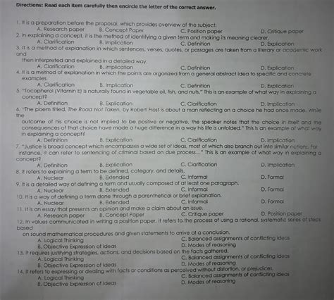 [Solved] . Directions: Read each item carefully then encircle the ...